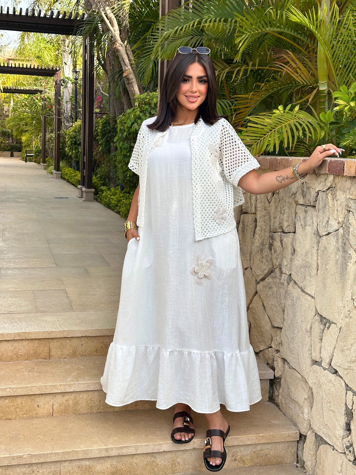Floral Crochet Maxi Dress Set