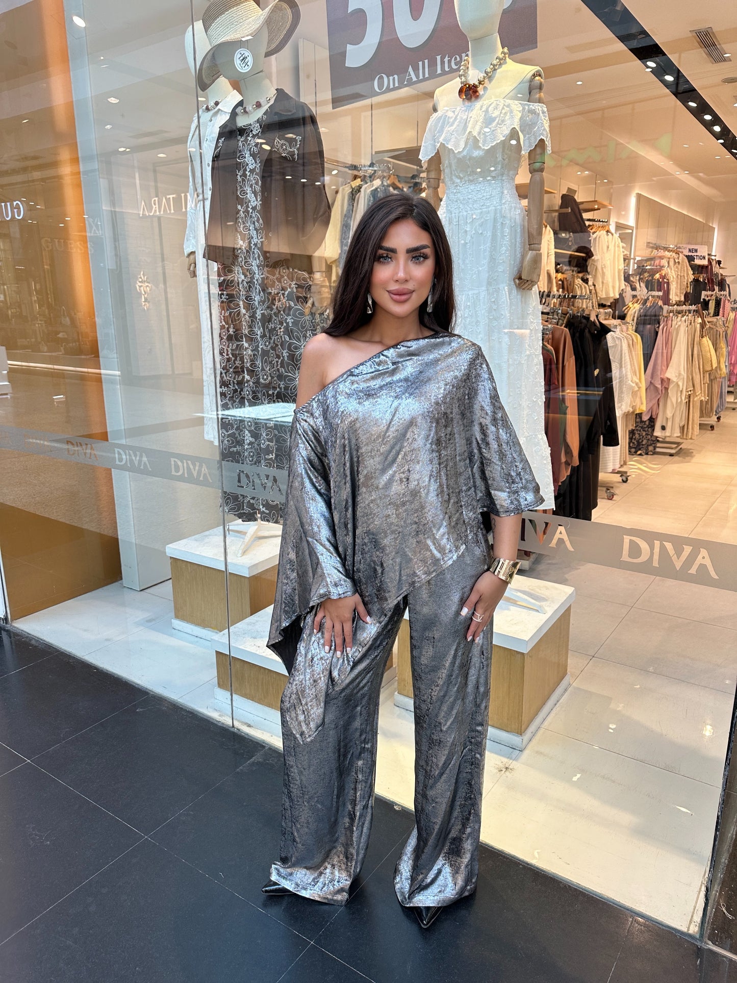 Metallic poncho set