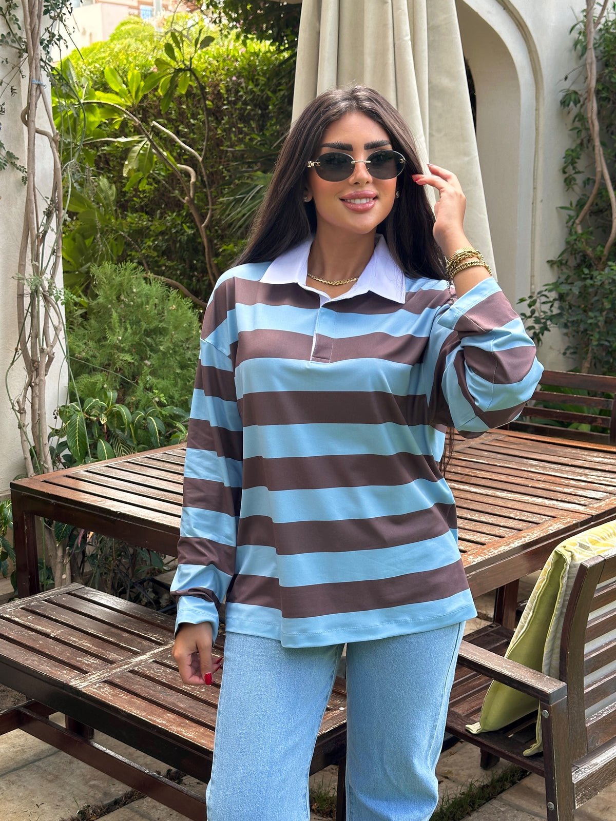 striped polo top