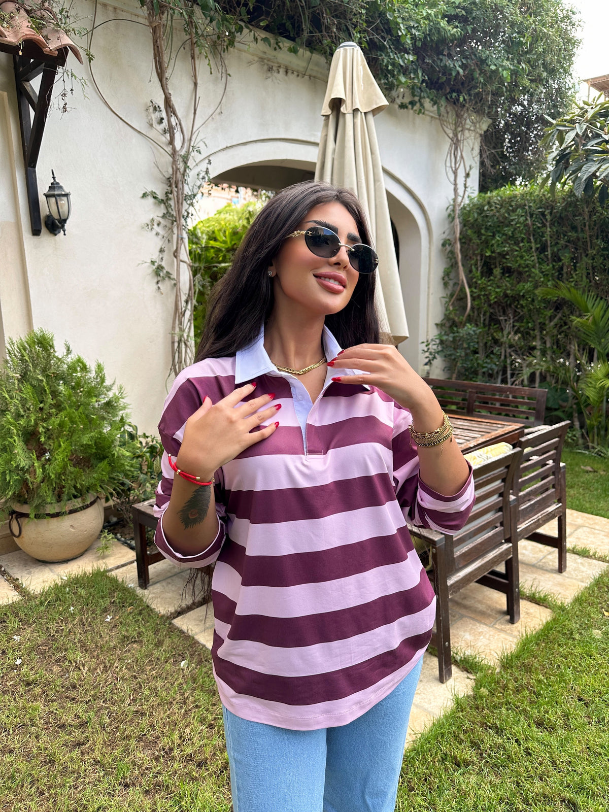 striped polo top