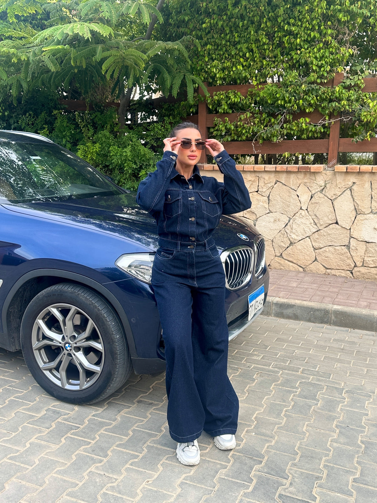 Raw denim jumpsuit