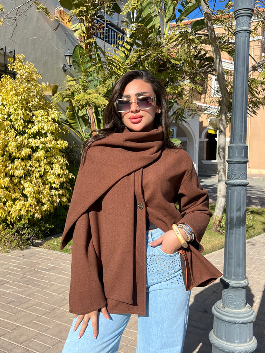 Wool jacket with scarf