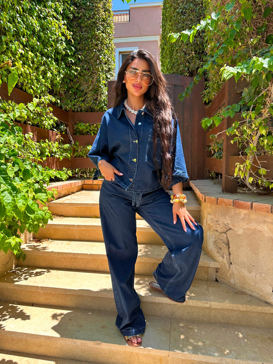 Short Sleeves Denim Set