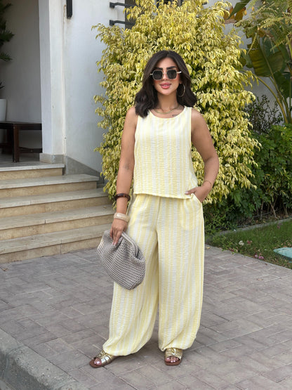 Striped sleeveless two-piece set