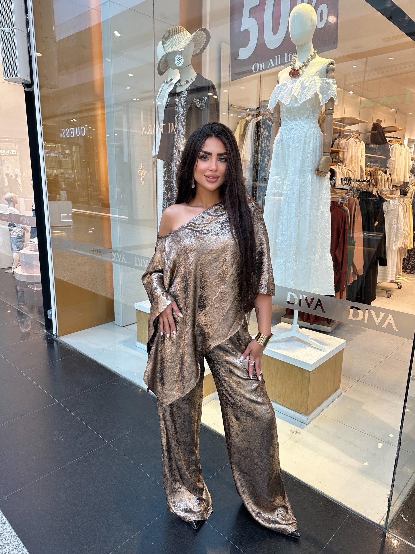 Metallic poncho set