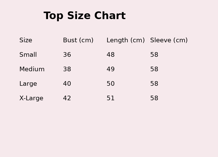 Size Guide - Off shoulder top