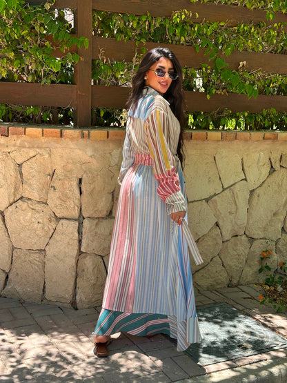 wrapped striped dress