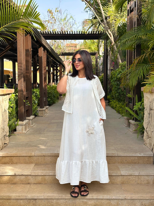 Floral Crochet Maxi Dress Set