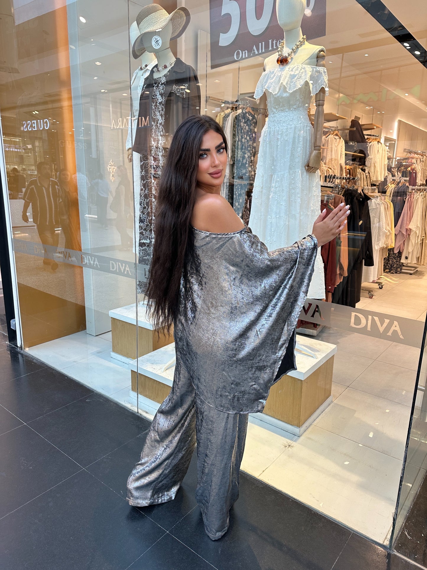 Metallic poncho set