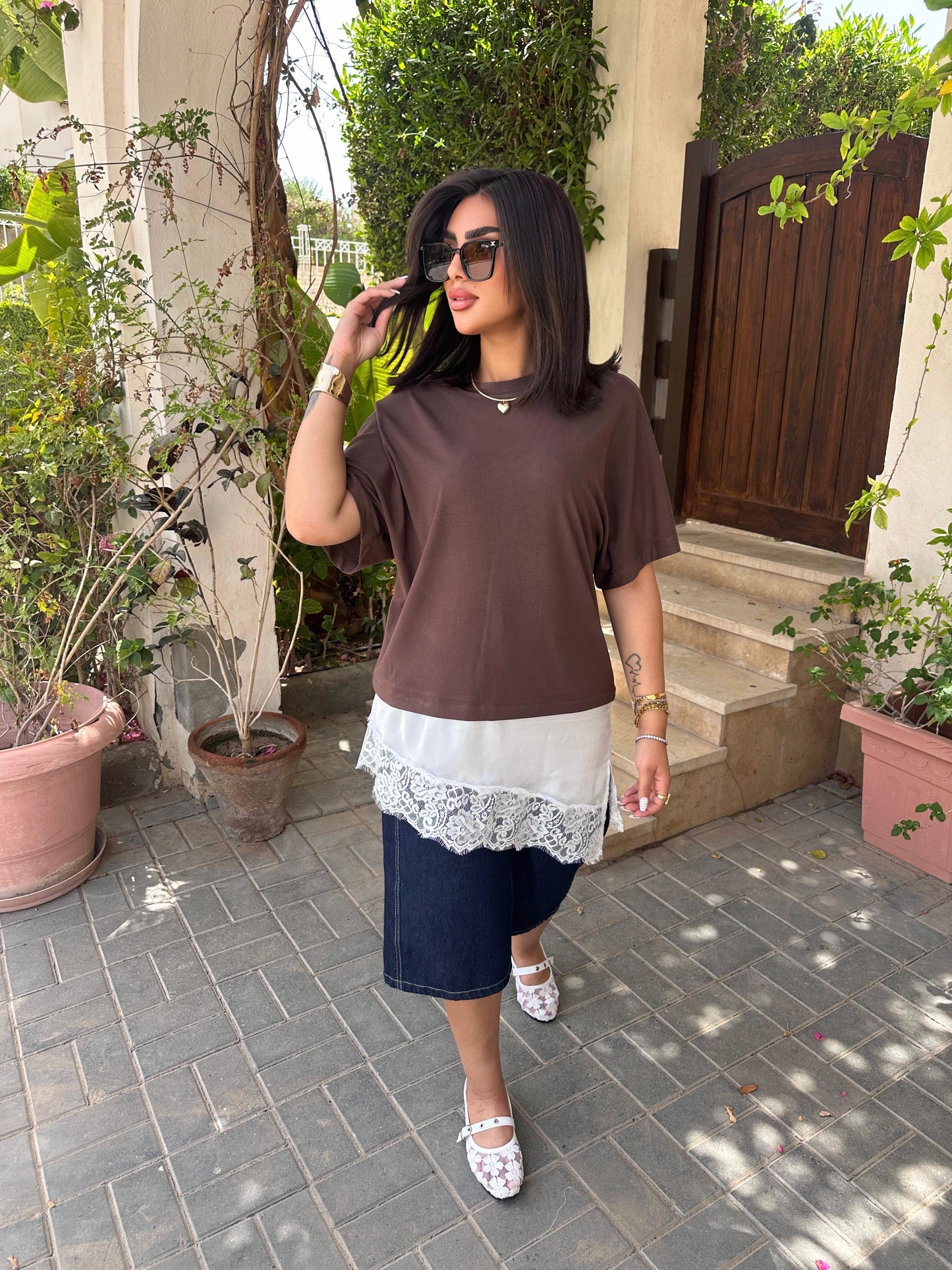 Lace oversized top