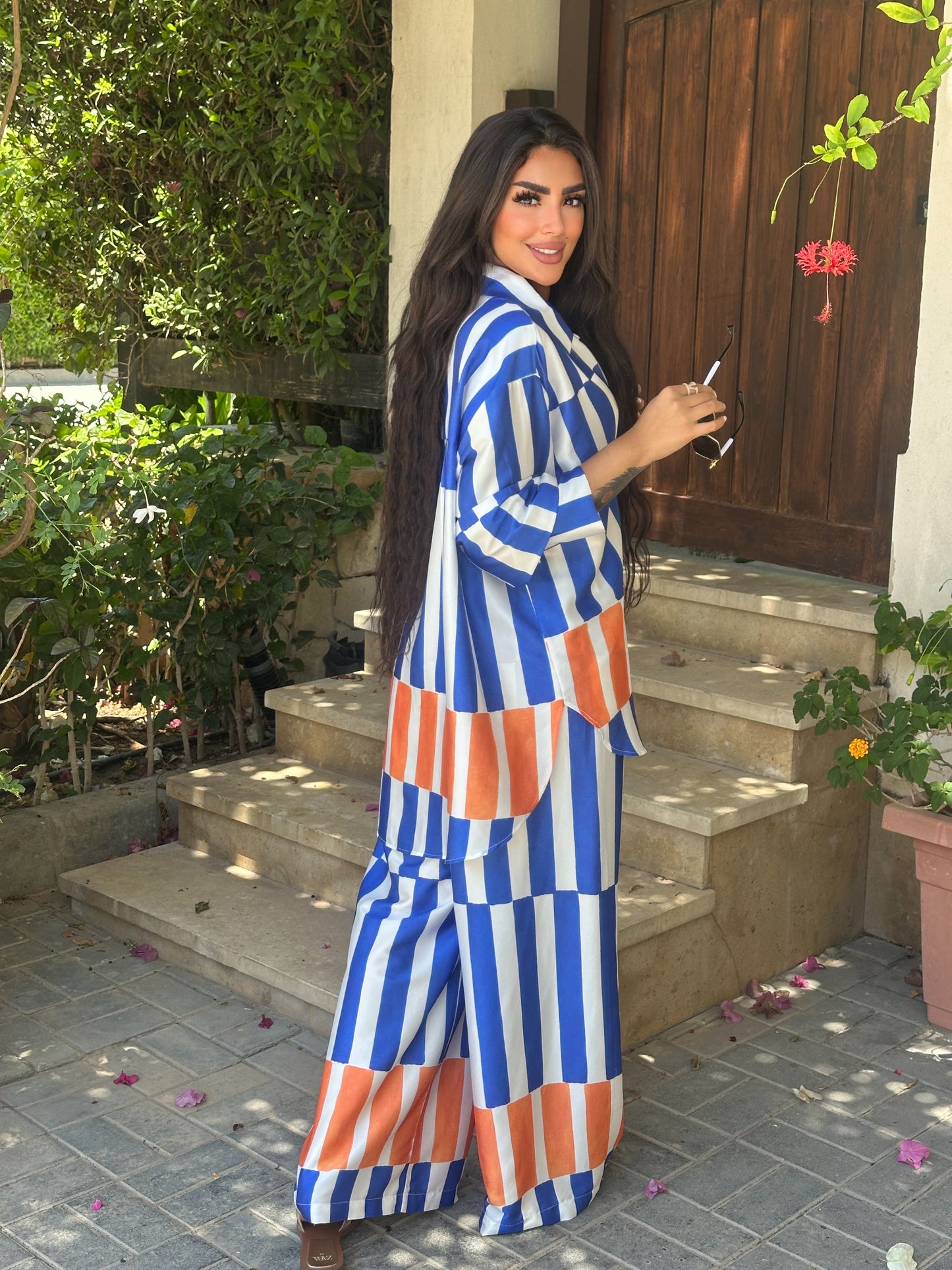 Blue x Orange satin set
