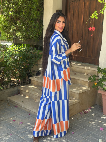Blue x Orange satin set