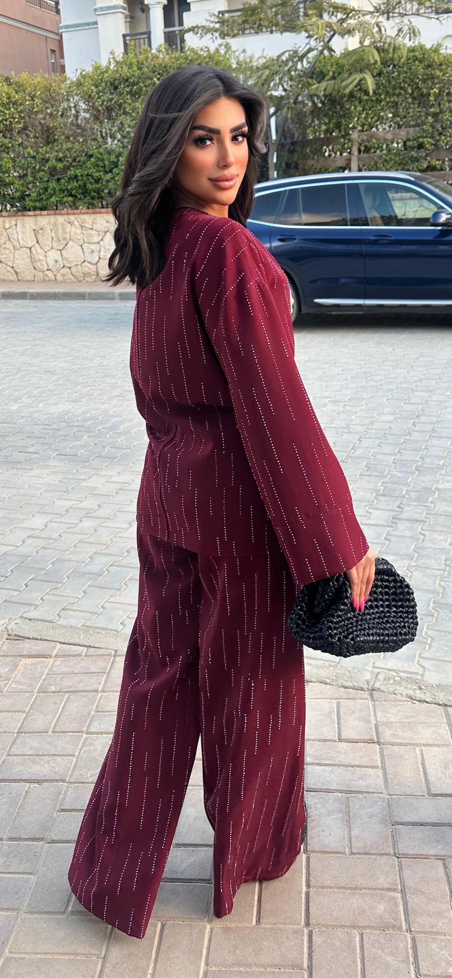 Sparkly burgundy wrapped set