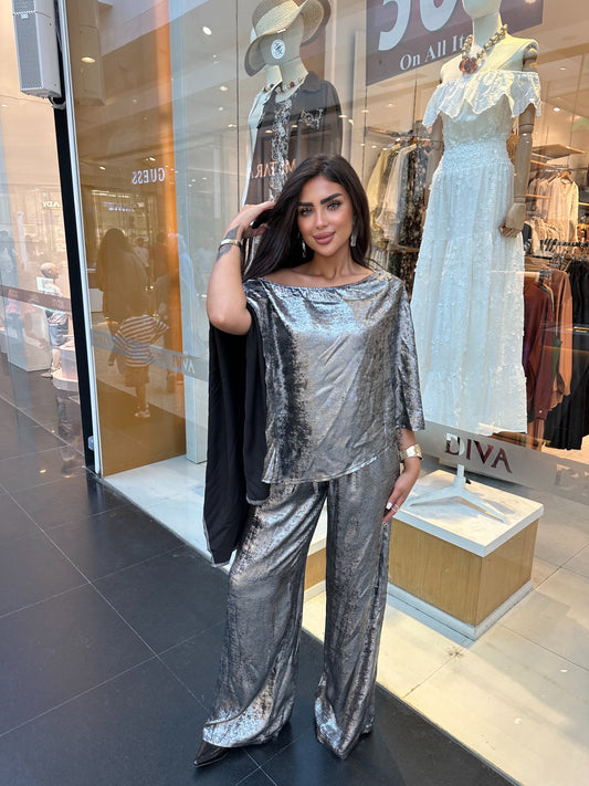 Metallic poncho set