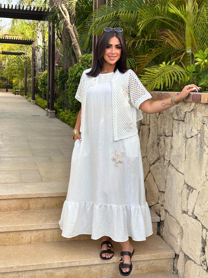 Floral Crochet Maxi Dress Set