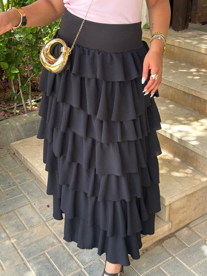 Layered ruffles maxi skirt