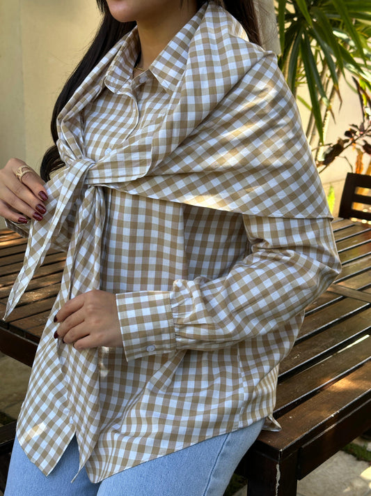 carreaux chemise with scarf