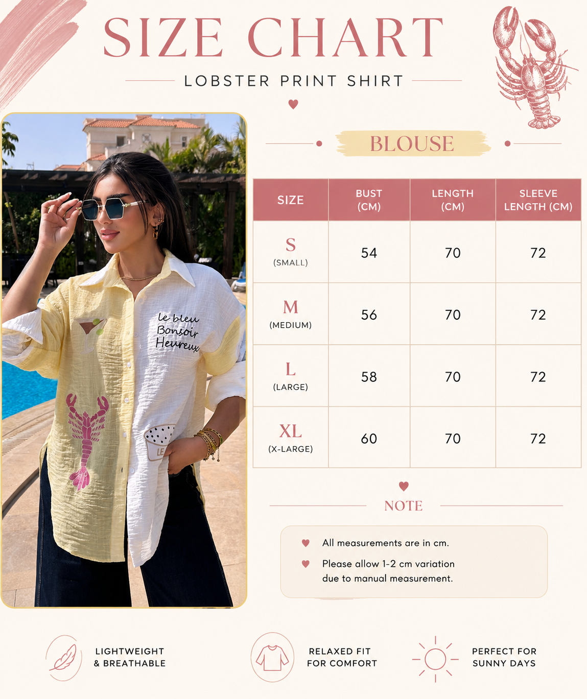 Size Guide - Lobster shirt