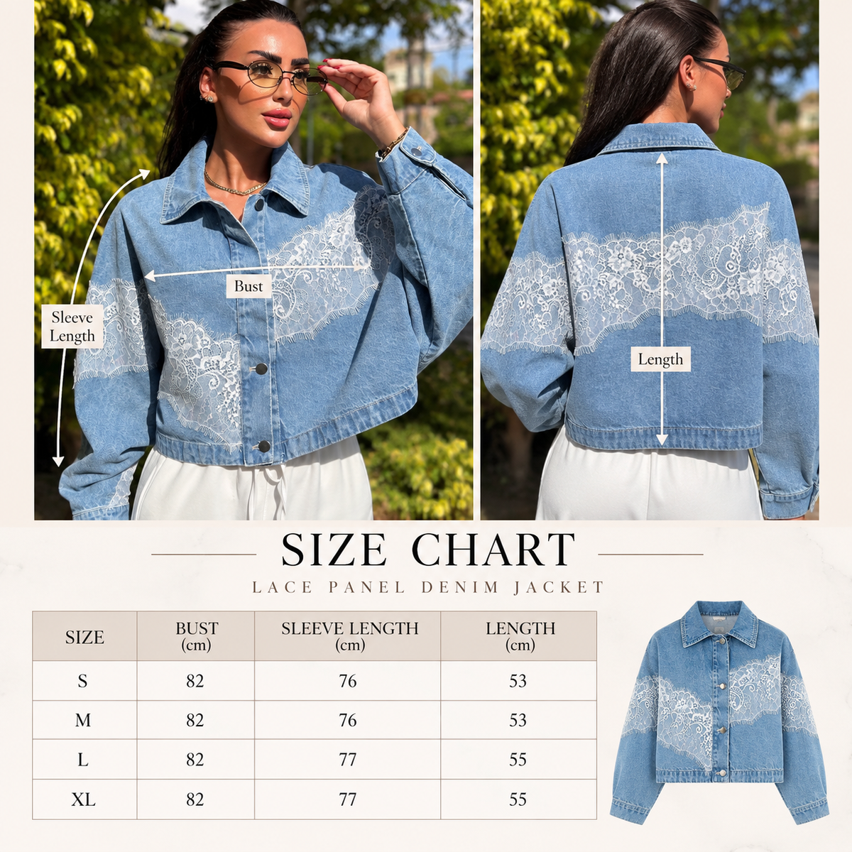 Size Guide - Lace denim jacket