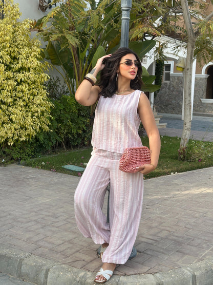 Striped sleeveless two-piece set