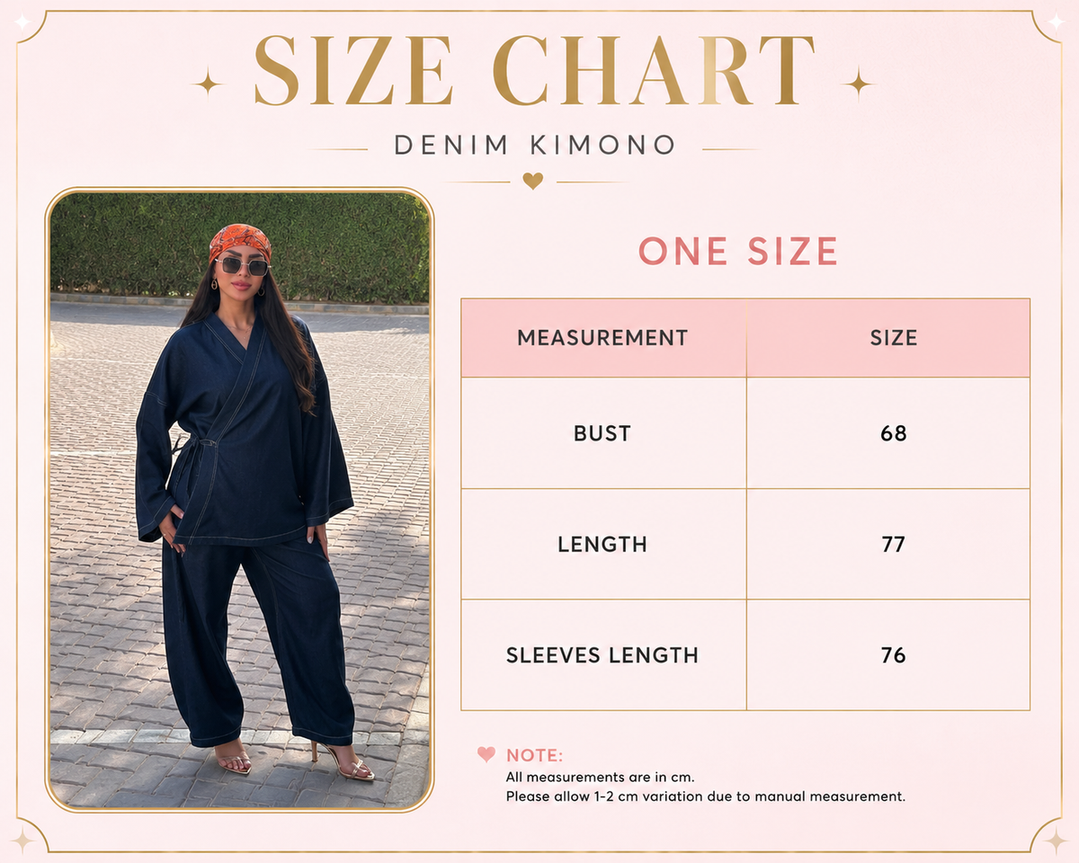 Size Guide - Wrap denim kimono
