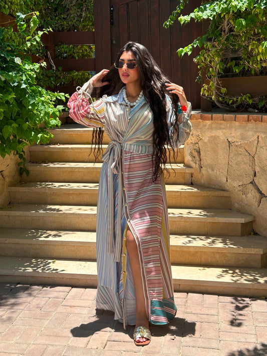 Wrapped Striped Dress