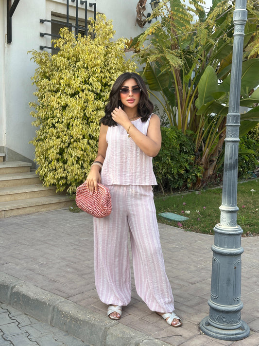 Striped sleeveless two-piece set