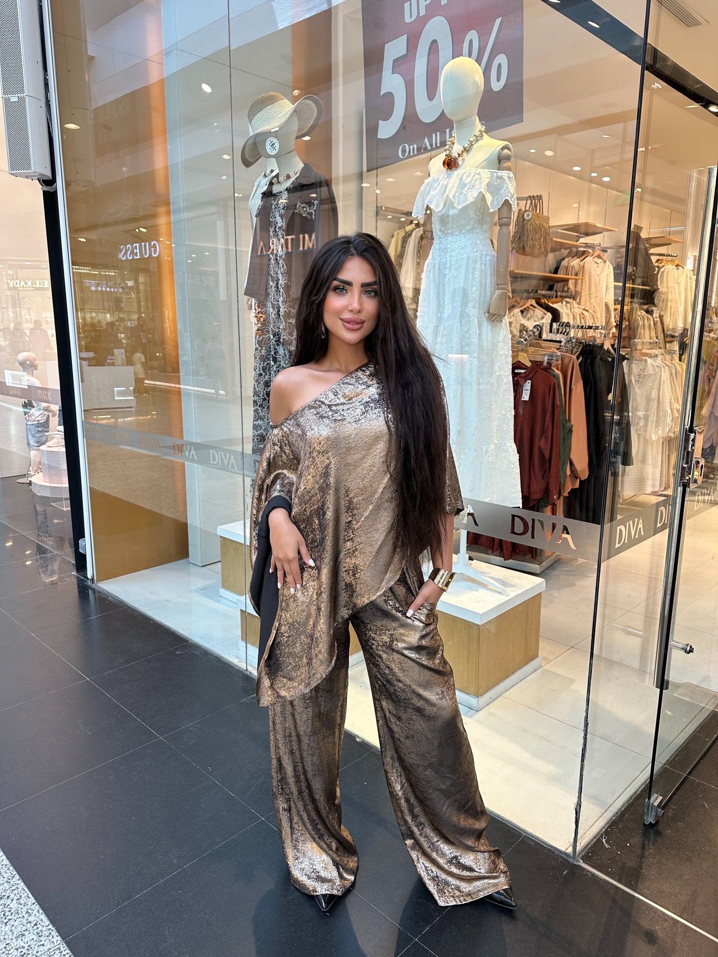 Metallic poncho set