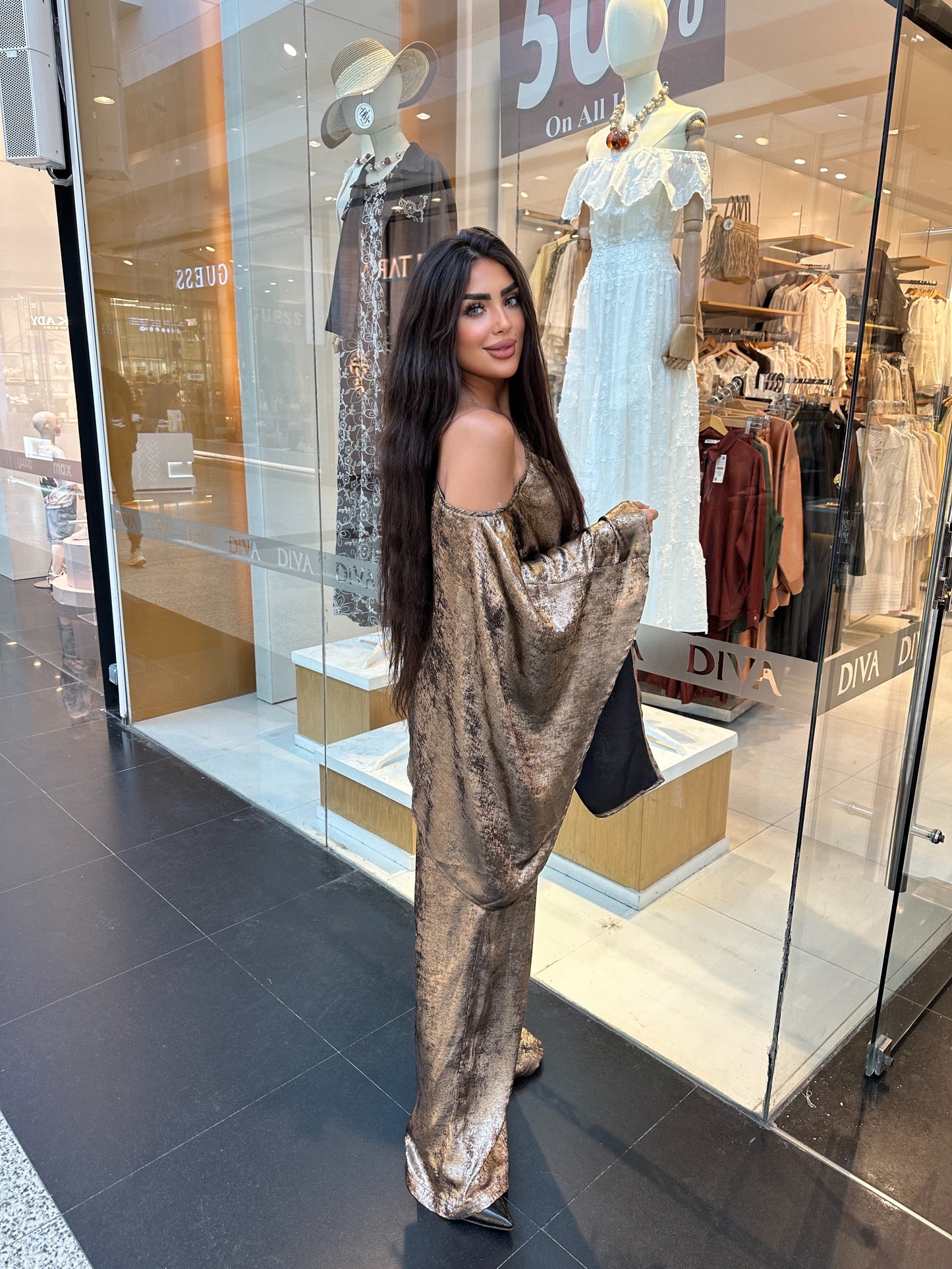 Metallic poncho set