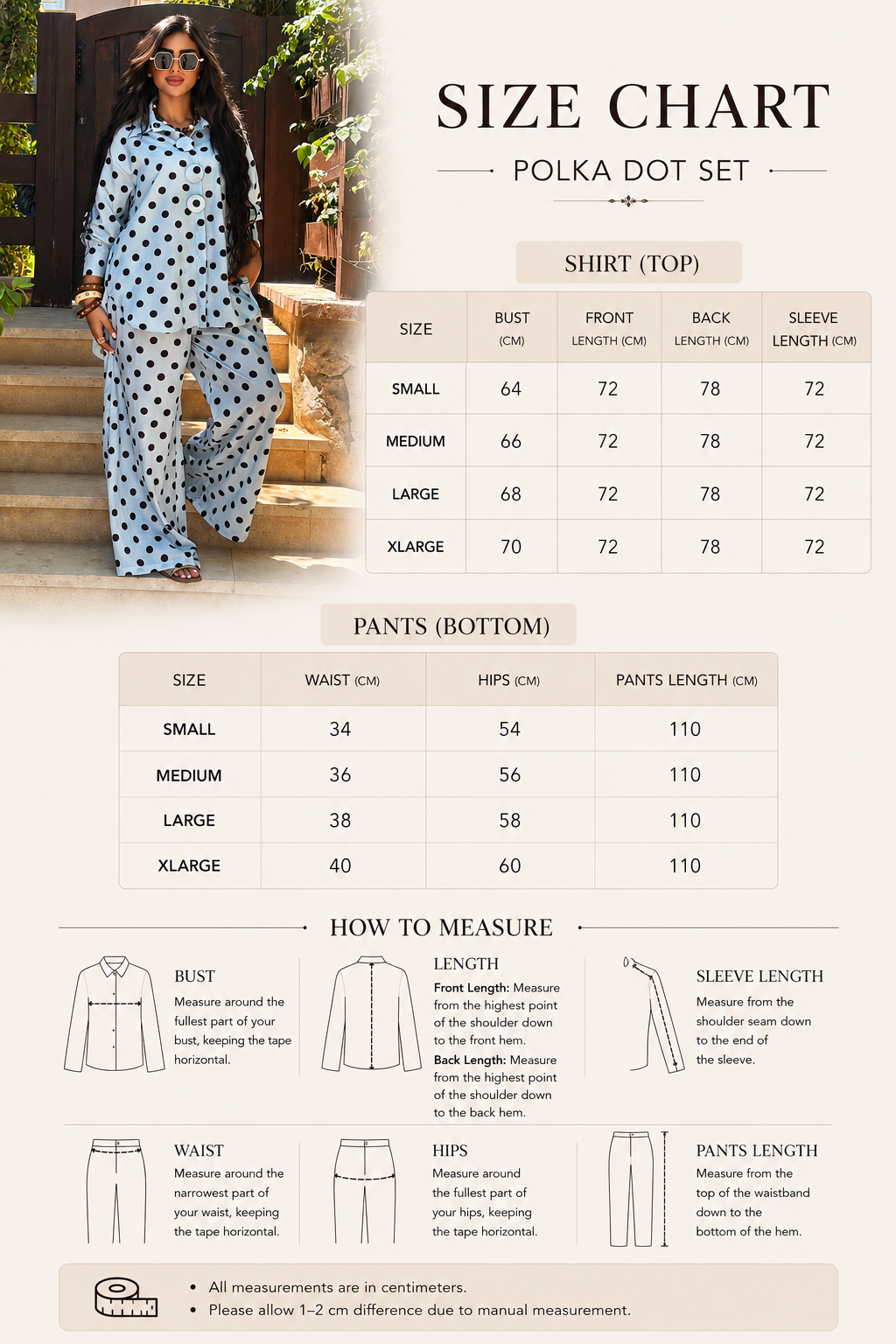 Size Guide - Polka dot set