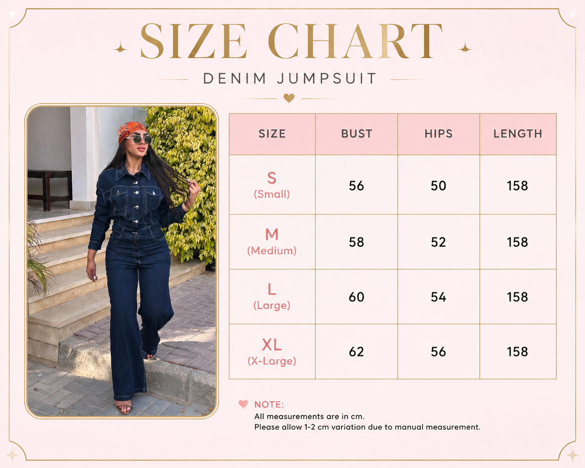 Size Guide - Raw denim jumpsuit