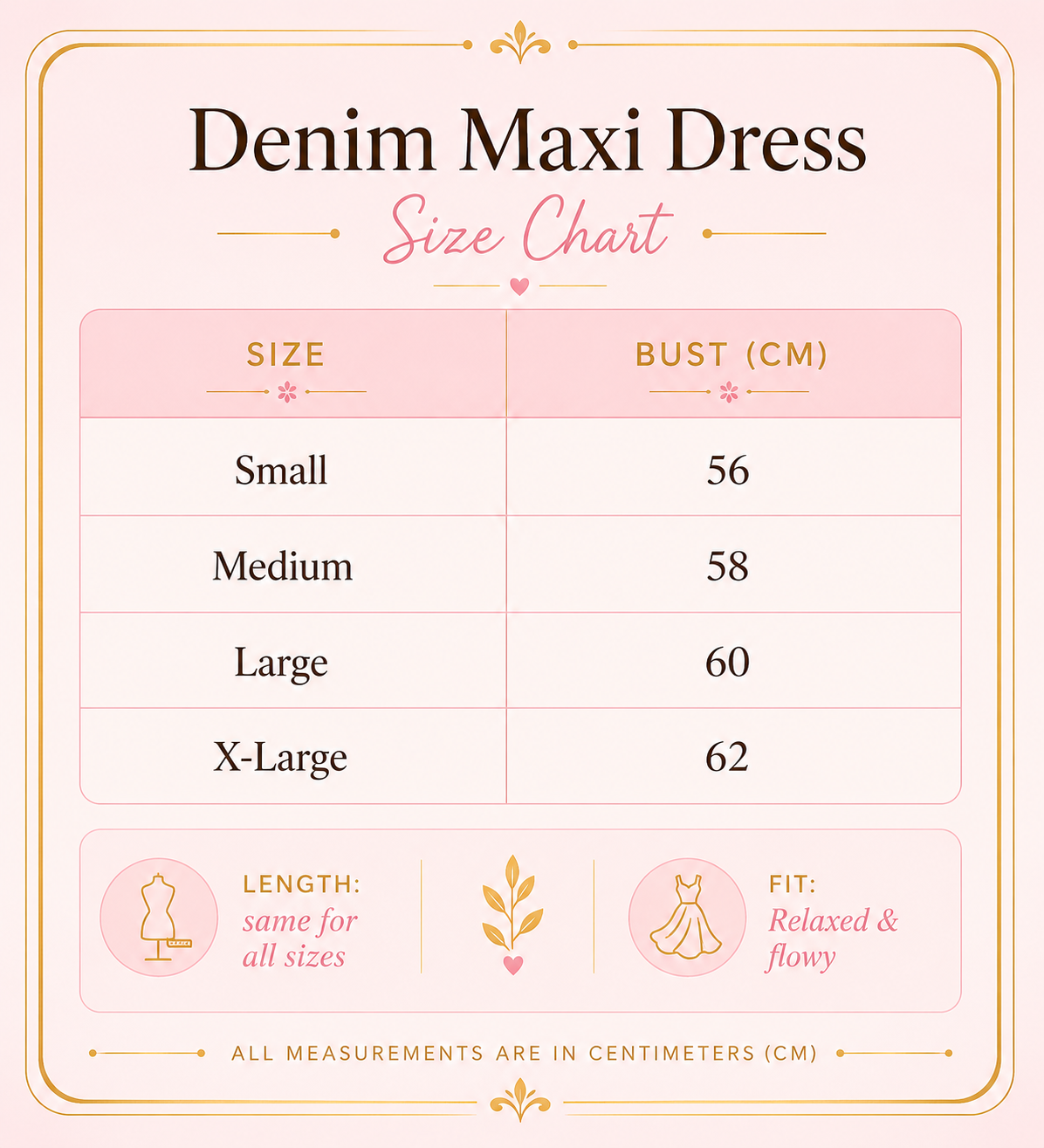 Size Guide - Maxi denim dress