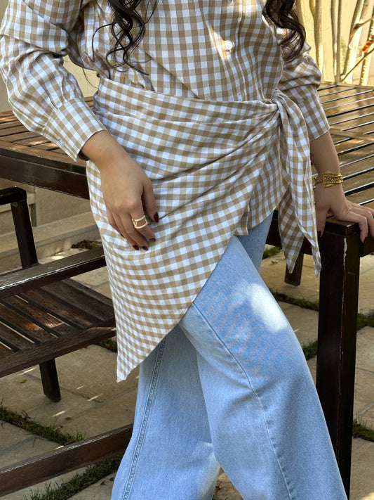 carreaux chemise with scarf