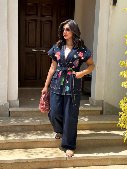 Statement Denim Wrap vest