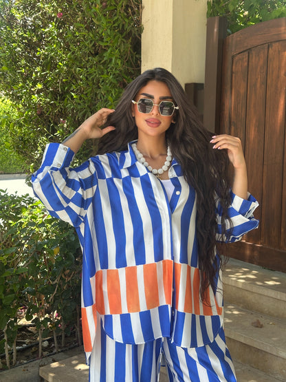 Blue x Orange satin set