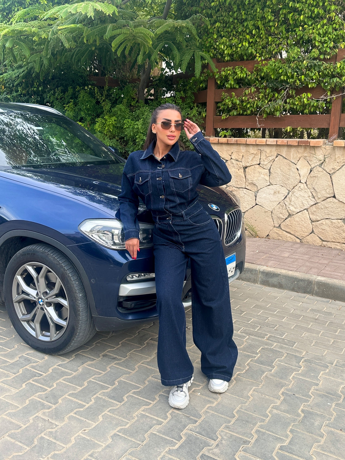 Raw denim jumpsuit