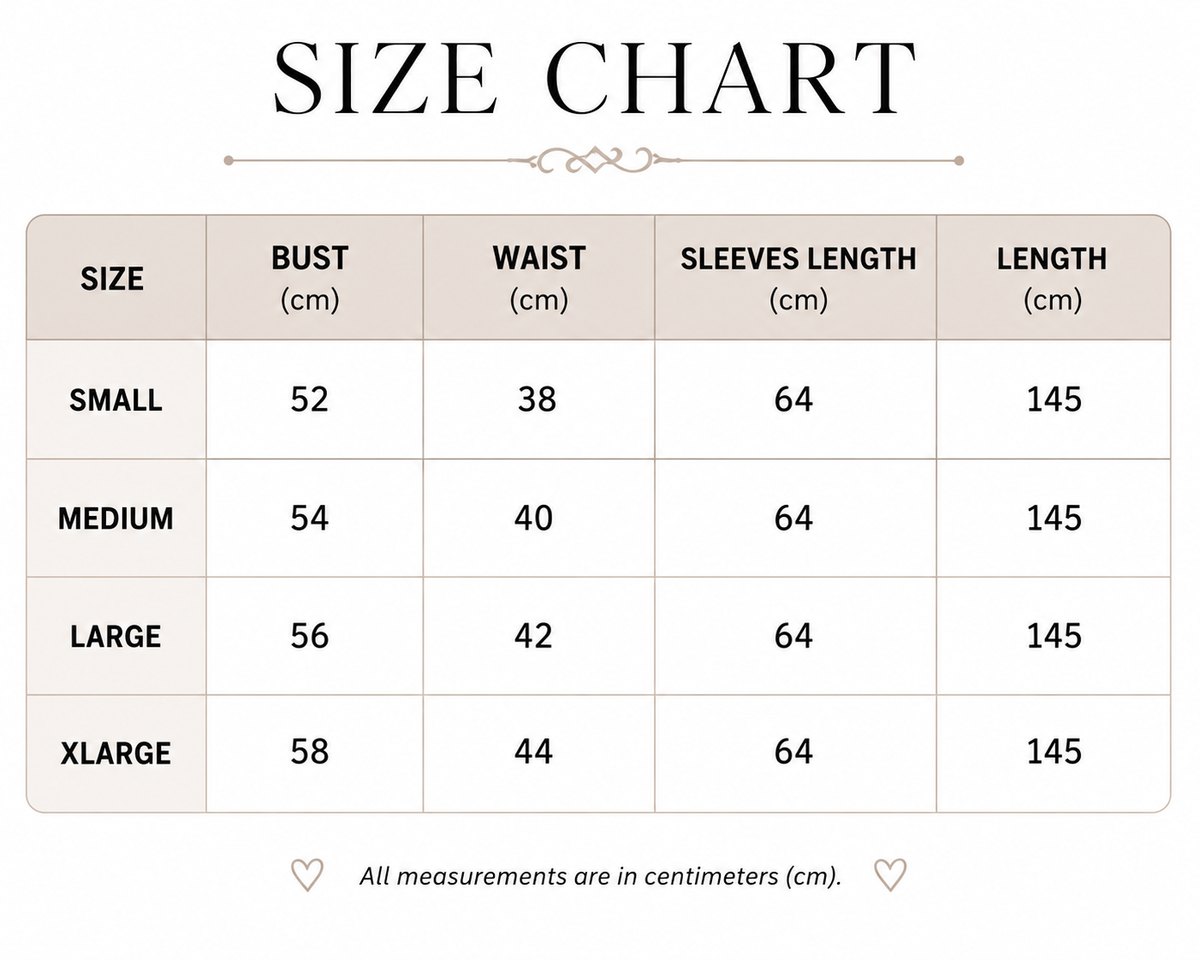 Size Guide - Wrapped Striped Dress