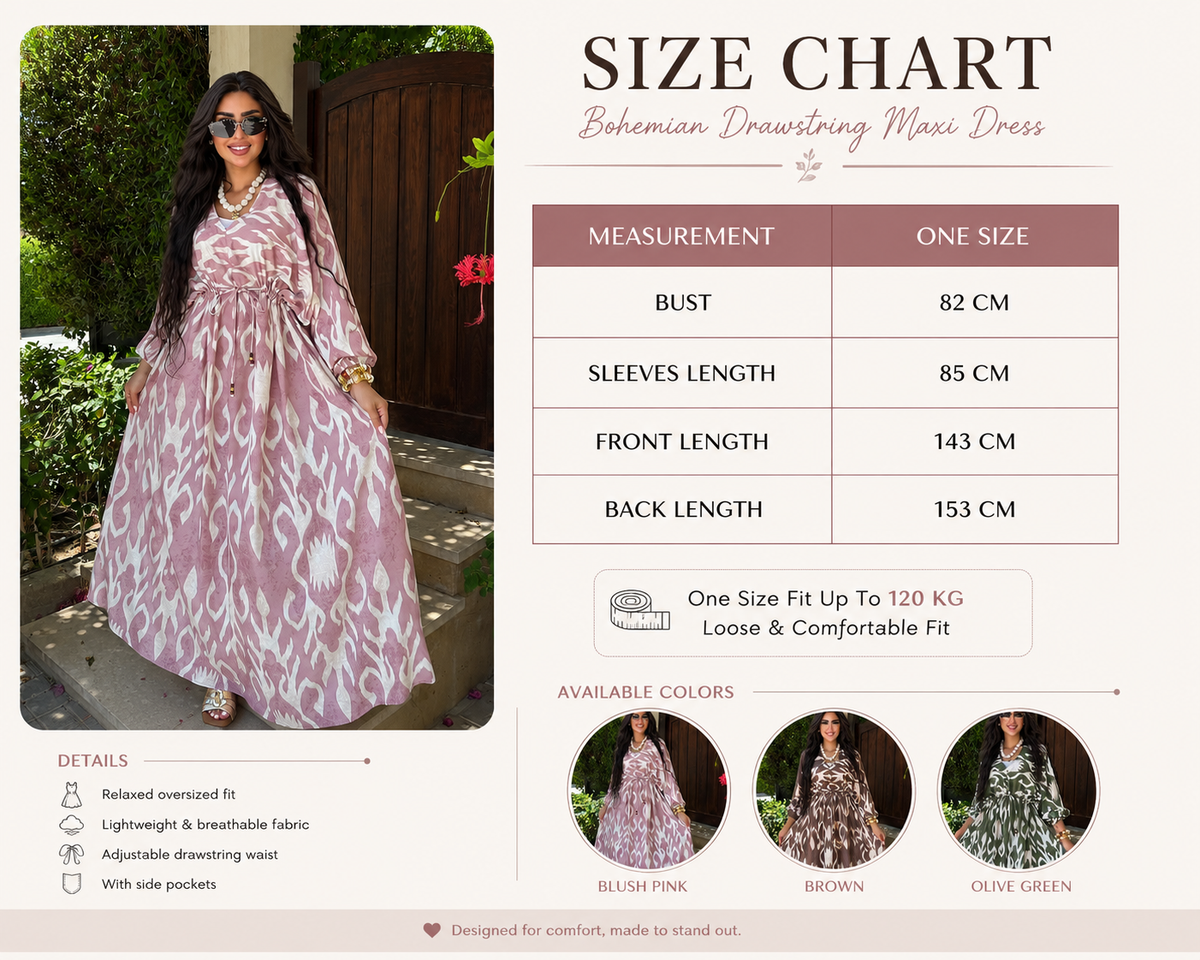 Size Guide - Bohemian Maxi Dress