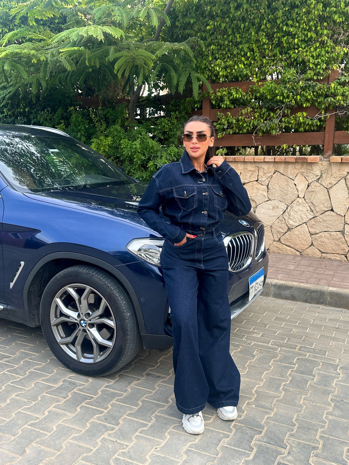 Raw denim jumpsuit