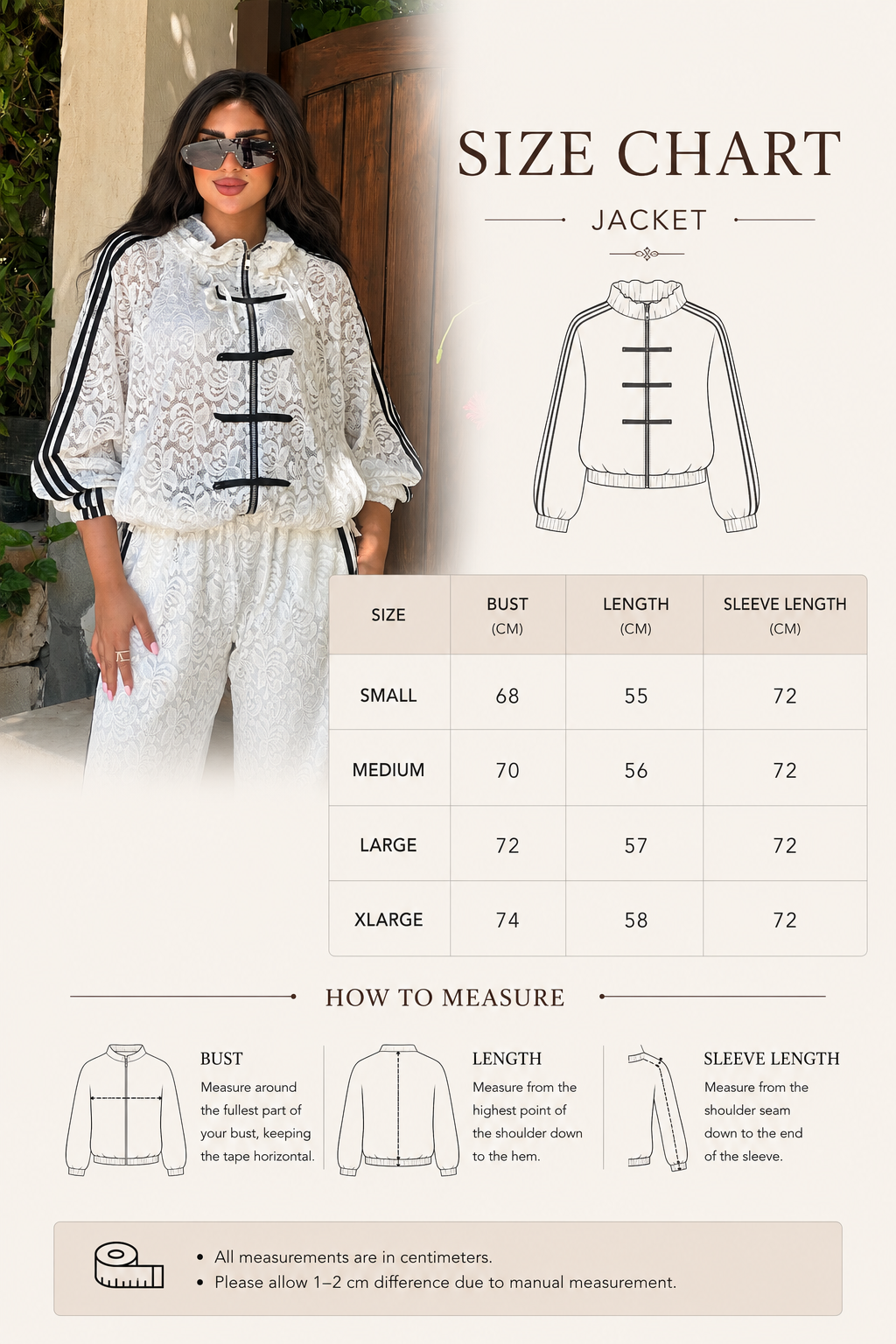 Size Guide - Napoleon lace jacket