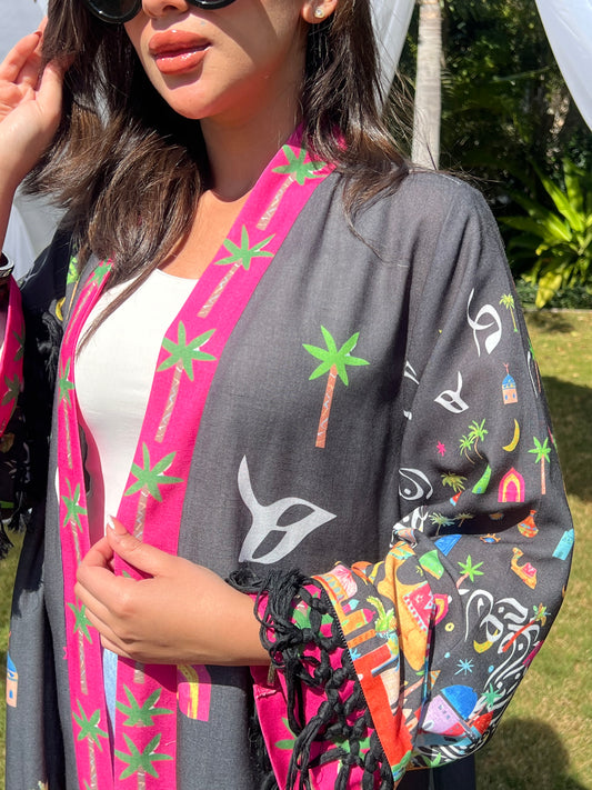 Linen printed kaftan