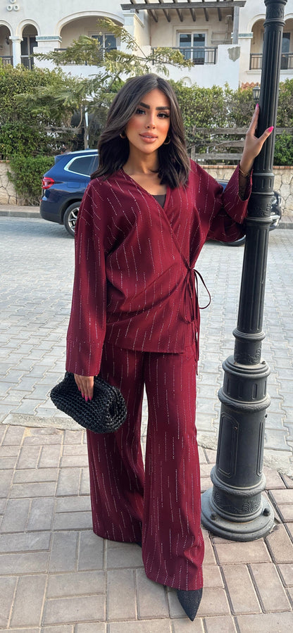 Sparkly burgundy wrapped set