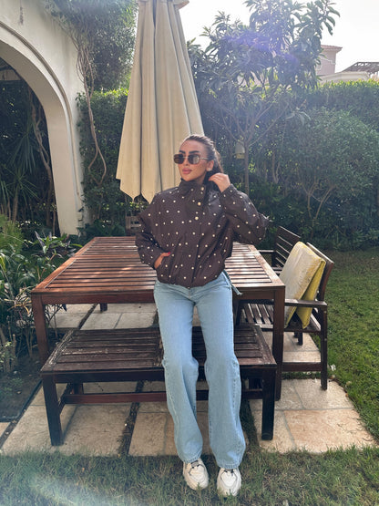 polka dot bomber jacket