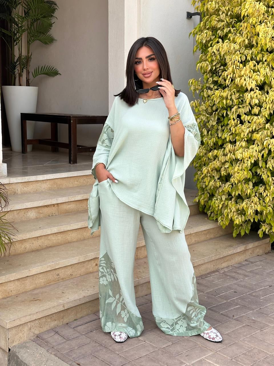 Floral Poncho Set
