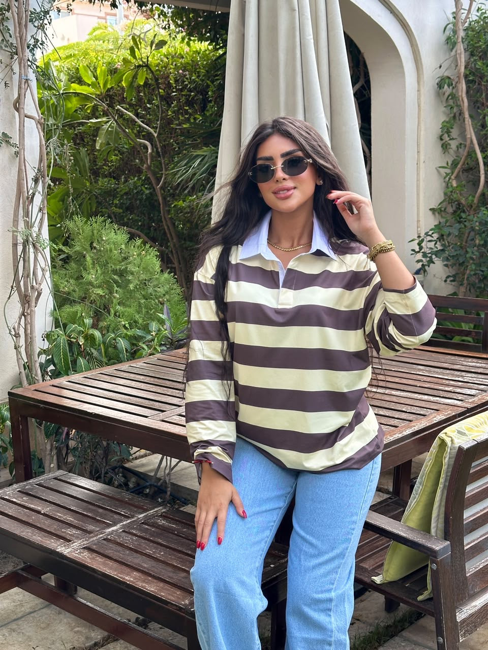 striped polo top