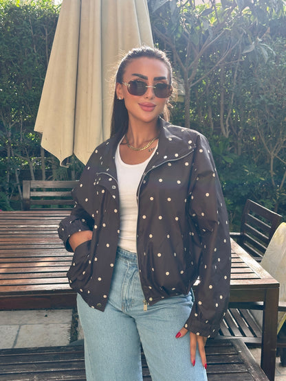 polka dot bomber jacket