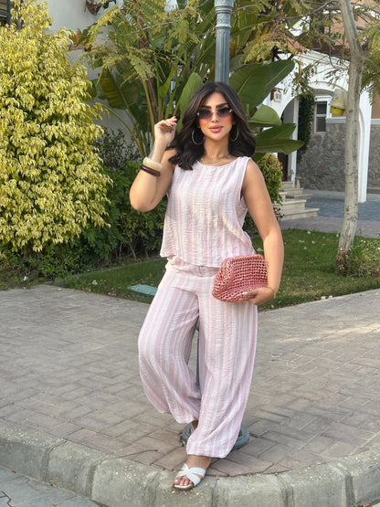 Striped sleeveless two-piece set