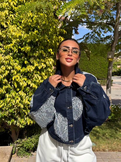Lace denim jacket