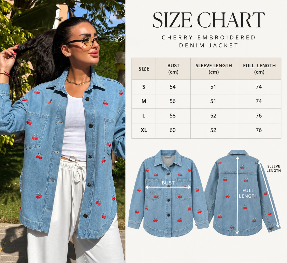 Size Guide - cherry denim jacket