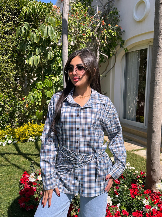 chemise carreaux with scarf